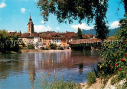 13631566 Olten Uferpartie An Der Aare Holzbruecke Blick Zur Altstadt Olten - Otros & Sin Clasificación