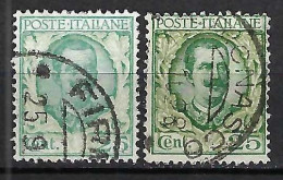 ITALIE Ca.1925-37: 2x Le Y&T 180, 2 Nuances - Usados