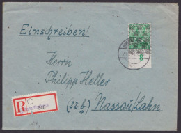 MiNr 51 II, UR-Stück Als EF, R-Brief "Porta Westfalica", 20.8.48, Ankunft - Briefe U. Dokumente