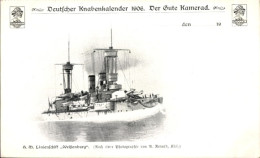 CPA Deutsches Kriegsschiff, S.M. Linienschiff Weißenburg, Kaiserliche Marine, Knabenkalender 1906 - Sonstige & Ohne Zuordnung