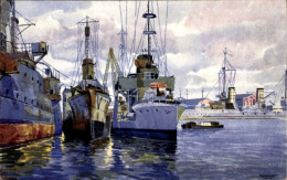 Artiste CPA Seeger, Deutsche Kriegsschiffe, Kleiner Kreuzer, Torpedoboot, Kaiserliche Marine - Sonstige & Ohne Zuordnung