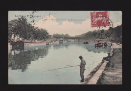 CPA - 94 - Charenton - Le Bassin Du Canal - Animée (pêcheurs) - Colorisée - Circulée En 1926 - Charenton Le Pont