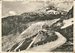 11646722 Rhonegletscher Glacier Du Rhone Mit Furkastrasse Und Hotell Belvedere R - Altri & Non Classificati