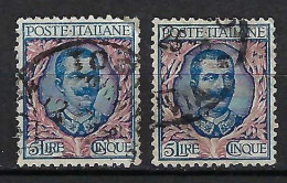 ITALIE Ca. 1901: 2x Le YT 74 Obl., 2 Nuances - Oblitérés