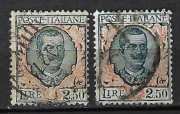 ITALIE Ca. 1925-37: 2x Le YT 185 Obl., 2 Nuances - Afgestempeld