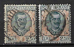 ITALIE Ca. 1925-37: 2x Le YT 185 Obl., 2 Nuances - Oblitérés