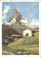 11646627 Zermatt VS Matterhorn Mit Berghuetten Kuenstlerkarte  - Autres & Non Classés