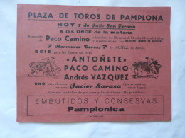 PROGRAMME - PLAZA DE TOROS DE PAMPLONA - Programas