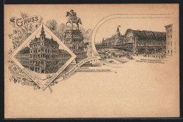 Lithographie Berlin, Gasthaus Der Schultheiss Brauerei, Behrenstrasse 49, Bahnhof Friedrichstrasse  - Mitte