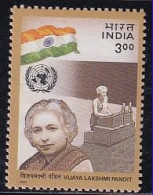 India MNH 2000, Vijay Lakshmi Pandit. Women United Nations Symbol, Social & Political Leaders Series, Flag, As Scan - Neufs