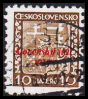 1939. SLOVENSKO 10 HALERU Overprinted Slovensky Stat 1939.  (Michel 3) - JF545939 - Usados