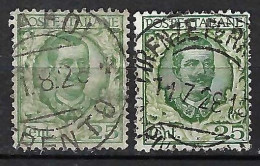 ITALIE Ca. 1925-27: 2x Le YT 180 Obl., 2 Nuances - Used