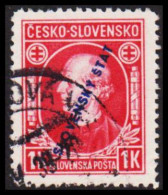 1939. SLOVENSKO Andrej Hlinka 1 K Perf 12½ Overprinted Slovensky Stat.  (Michel 25A) - JF545948 - Usados