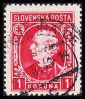 1939. SLOVENSKO Andrej Hlinka 1 K Perf 12½. (Michel 40) - JF545968 - Usati