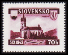 1943. SLOVENSKO Railroad Strážske–Prešov 70 H Hinged.  (Michel 124) - JF545995 - Ungebraucht