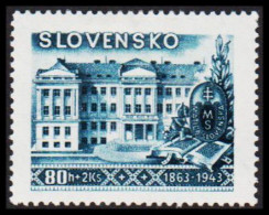 1943. SLOVENSKO Culture 80 H Hinged.  (Michel 130) - JF545999 - Ungebraucht