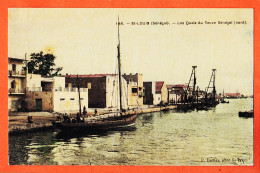 32715 / (•◡•) Rare ♥️ Carte Toilée SAINT-LOUIS Senegal St ◉ Barque Grue Chargement Quais Fleuve Nord ◉ Photo TACHER 146 - Sénégal