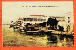 32716 / (•◡•) Rare ♥️ Carte Toilée SAINT-LOUIS Senegal St ◉ Ponton Quais Du Fleuve Sud 1910s ◉ Photo TACHER 147 - Sénégal