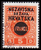 1941. HRVATSKA NEZAVISNA DRZAVA HRVATSKA FRANCO Overprint On 5 D. (Michel 45) - JF546035 - Croatie