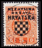 1941. HRVATSKA NEZAVISNA DRZAVA HRVATSKA (SHIELD) Overprint On 5 D. (Michel Porto 4) - JF546038 - Croatie