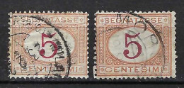 ITALIE Taxe Ca. 1870-1903: 2x Le YT 5 Obl., 2 Nuances - Taxe