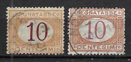 ITALIE Taxe Ca. 1870-1903: 2x Le YT 6 Obl., 2 Nuances - Impuestos