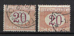 ITALIE Taxe Ca. 1870-1903: 2x Le YT 7 Obl., 2 Nuances - Strafport