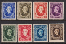 1939. SLOVENSKO Andrej Hlinka 8 Ex. Hinged. (Michel 35-42) - JF533024 - Unused Stamps