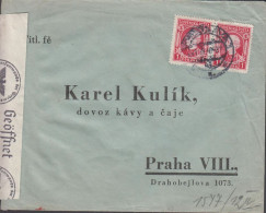 1940. SLOVENSKO Andrej Hlinka 1 KORUNA In Pair On Fine Censored Cover To Praha With German Cen... (Michel 40) - JF441405 - Covers & Documents