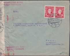 1941. SLOVENSKO Andrej Hlinka 1 KORUNA In Pair On Censored Cover To Brno With German Censor Ta... (Michel 40) - JF441410 - Covers & Documents