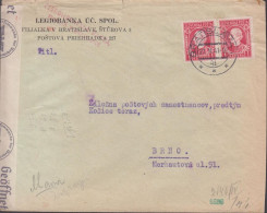 1941. SLOVENSKO Andrej Hlinka 1 KORUNA In Pair On Censored Cover To Brno With German Censor Ta... (Michel 40) - JF441411 - Storia Postale