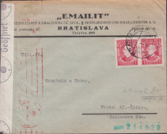 1942. SLOVENSKO Andrej Hlinka 1 KORUNA In Pair On Censored Cover To Brno With German Censor Ta... (Michel 40) - JF441413 - Cartas & Documentos