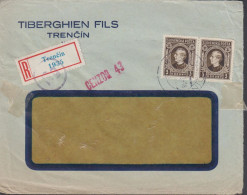 1942. SLOVENSKO Andrej Hlinka 3 KORUNY In Pair On Censored Cover Cancelled TRENCIN And With Lo... (Michel 42) - JF441419 - Lettres & Documents