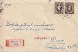 1940. SLOVENSKO Andrej Hlinka 3 KORUNY In Pair On Registered Censored Cover Cancelled BRATISLA... (Michel 42) - JF441420 - Cartas & Documentos