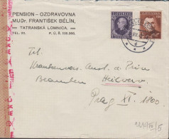 1942. SLOVENSKO 70 H Tito + 1,30 KORUNA Hlinka On Censored Cover To Prag Cancelled TATRANSKA ... (Michel 97+) - JF441425 - Lettres & Documents