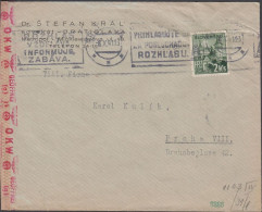 1941. SLOVENSKO 2 KS BOJNICE On Cover To Praha Cancelled BRATISLAVA 8. X. 41. Brown German Cen... (Michel 84) - JF441428 - Covers & Documents