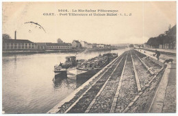 CPA 9 X 14 Haute Saône GRAY Port Villeneuve Et Usines Millot   Péniche  Barriques - Gray