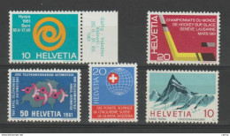 SVIZZERA:  1961/66  COMMEMORATIVI  -  5  VAL. N. -  YV/TELL. 674//775 - Nuevos