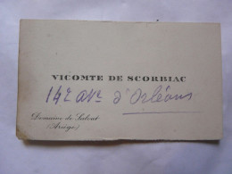 VIEUX PAPIERS - CARTE DE VISITE : VICOMTE DE SCORBIAC - Domaine De SALVAT (Ariège) - Visiting Cards