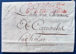 Lettre 14 Mars 1818 Poste Aux Chevaux Marque " Cons.er D'Etat.Deur G.al De L'ADm Des Postes "  Pour CARNOULES Par Le LUC - 1801-1848: Precursors XIX