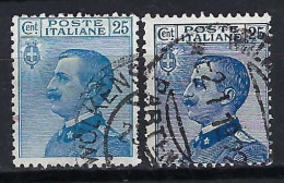 ITALIE Ca. 1906-08: 2x Le Y&T 79  Obl., 2 Nuances - Gebraucht