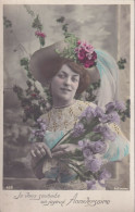 Set Of 5 Cards The Iris Girl Lace Dress Feather Hat Hand Colored. Fille Aux Iris Dentelle Chapeau Plumes - Flowers