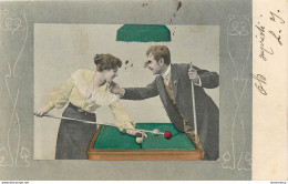 CPA Fantaisie-Couple-Billard-Timbre   L1076 - Sonstige & Ohne Zuordnung