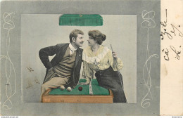 CPA Fantaisie-Couple-Billard-Timbre       L1203 - Other & Unclassified