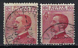 ITALIE Ca. 1925-27: 2x Le Y&T 182  Obl., 2 Nuances - Usados