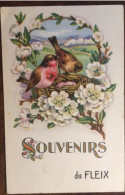 CPA 24 Dordogne, LE FLEIX, Fantaisie Illustration SOUVENIRS DU FLEIX , Oiseaux, Nid, Oeufs,fleurs, éd CEKO - Otros & Sin Clasificación