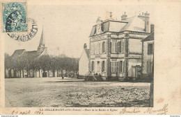 CPA La Celle Saint Cyr-Place De La Mairie Et église-Timbre       L1594 - Other & Unclassified