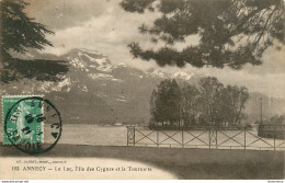 CPA Annecy-Le Lac, L'ile Des Cygnes Et La Tournette-123-Timbre      L1688 - Annecy