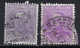 ITALIE Ca. 1927-29: 2x Le Y&T 207  Obl., 2 Nuances - Gebraucht