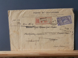 FRANCE/2167  LETTRE RECOMM.  FRANCE 60C MERSON SEULE S/LETTRE   1923   RETOUR - 1900-27 Merson